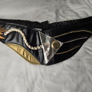Comeco Vintage Belt Genuine Snake Skin Leather 1980's Retro Med- Large Stretch